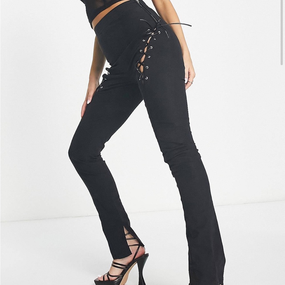 Black Edgy Slit Bottom Pants